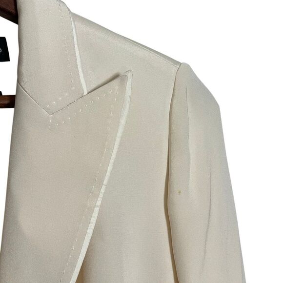 Sutton Studio Silk Single Button Collared Lined Lightweight Blazer Ivory Size 2P - Picture 11 of 12